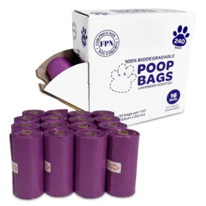 Dog & Cat Poop Bags Lavender Scented – 240 Count (Biodegradable, Leak-Proof, Odor-Control Waste Bags for Dogs, Fits All Dispensers)