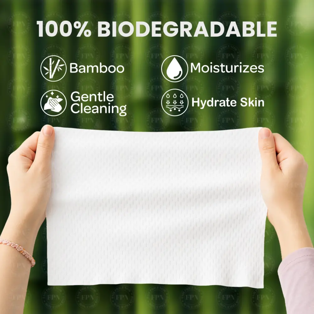 100% Biodegradable Body Wipes - Bamboo - Gentle Cleaning - Moisturizes - Hydrate Skin