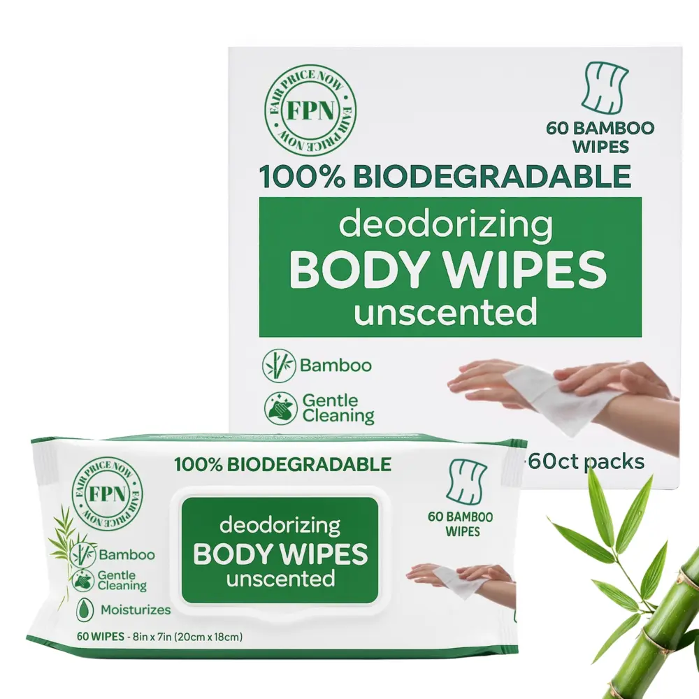 Biodegradable Deodorizing Body Wipes Unscented