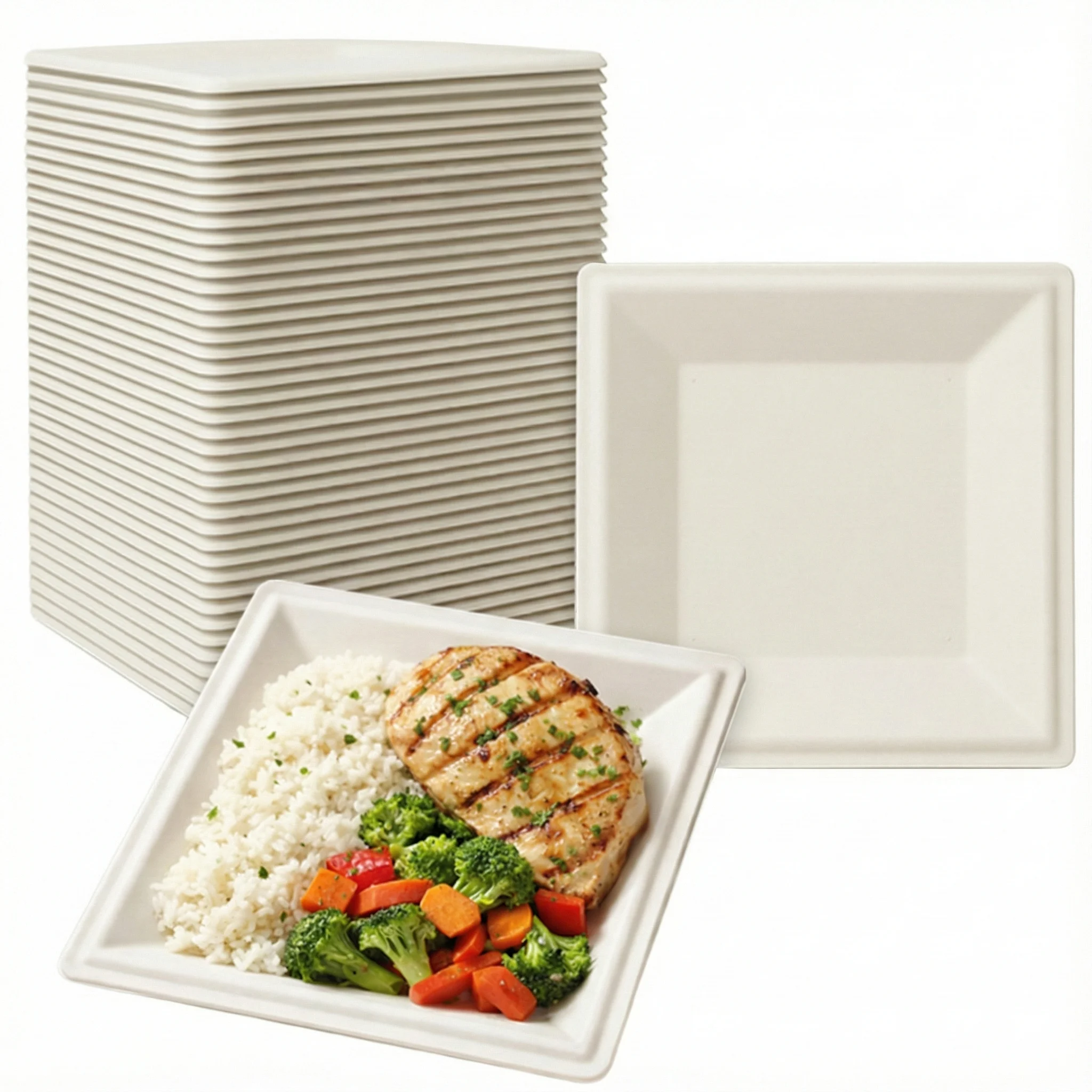 Biodegradable Square Plates – 6, 8 & 10 Inch Eco-Friendly & Stylish