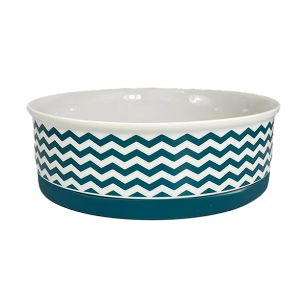 Chevron Teal Large Pet Bowl