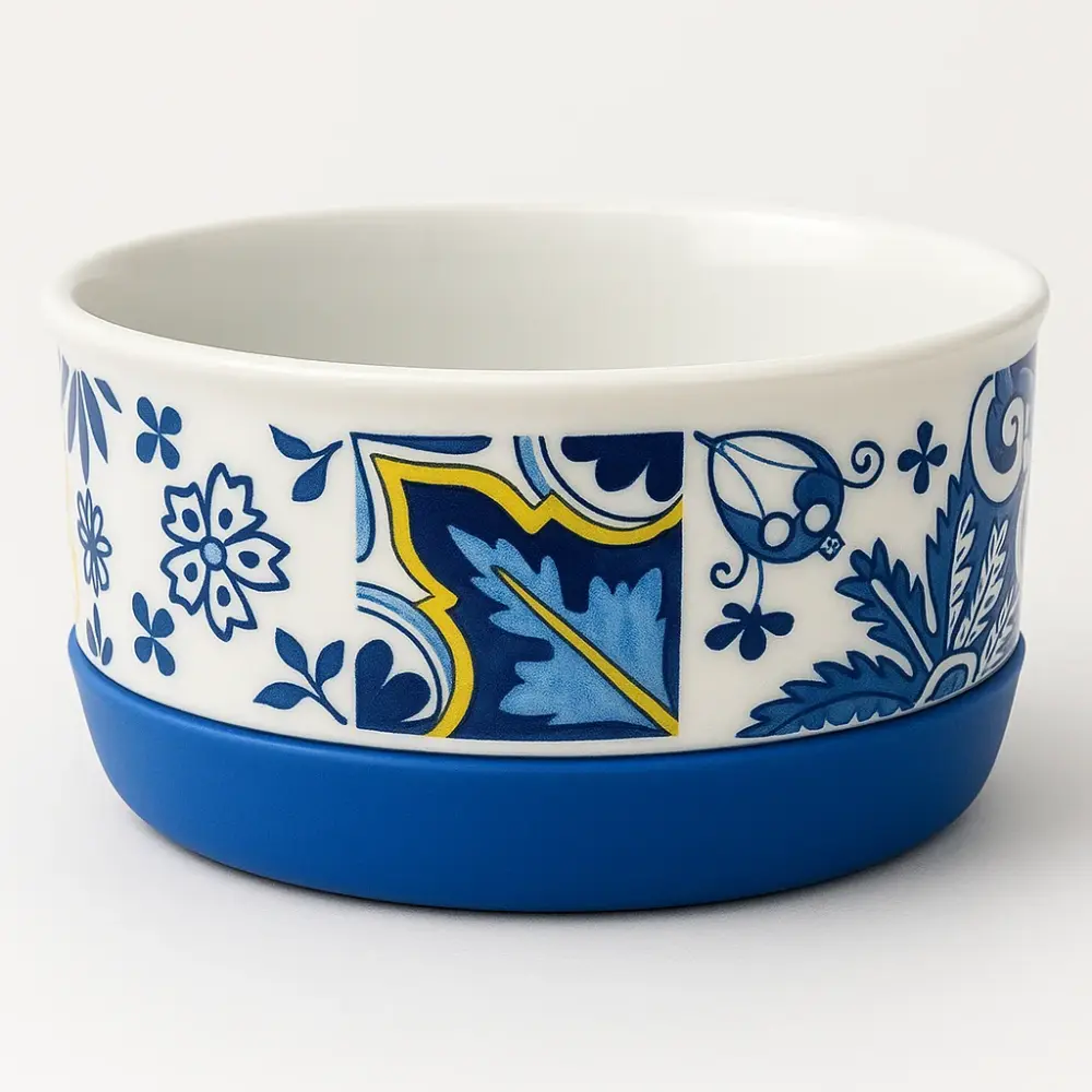 Decorative Small Pet Bowl with Portuguese Azulejos Pattern
