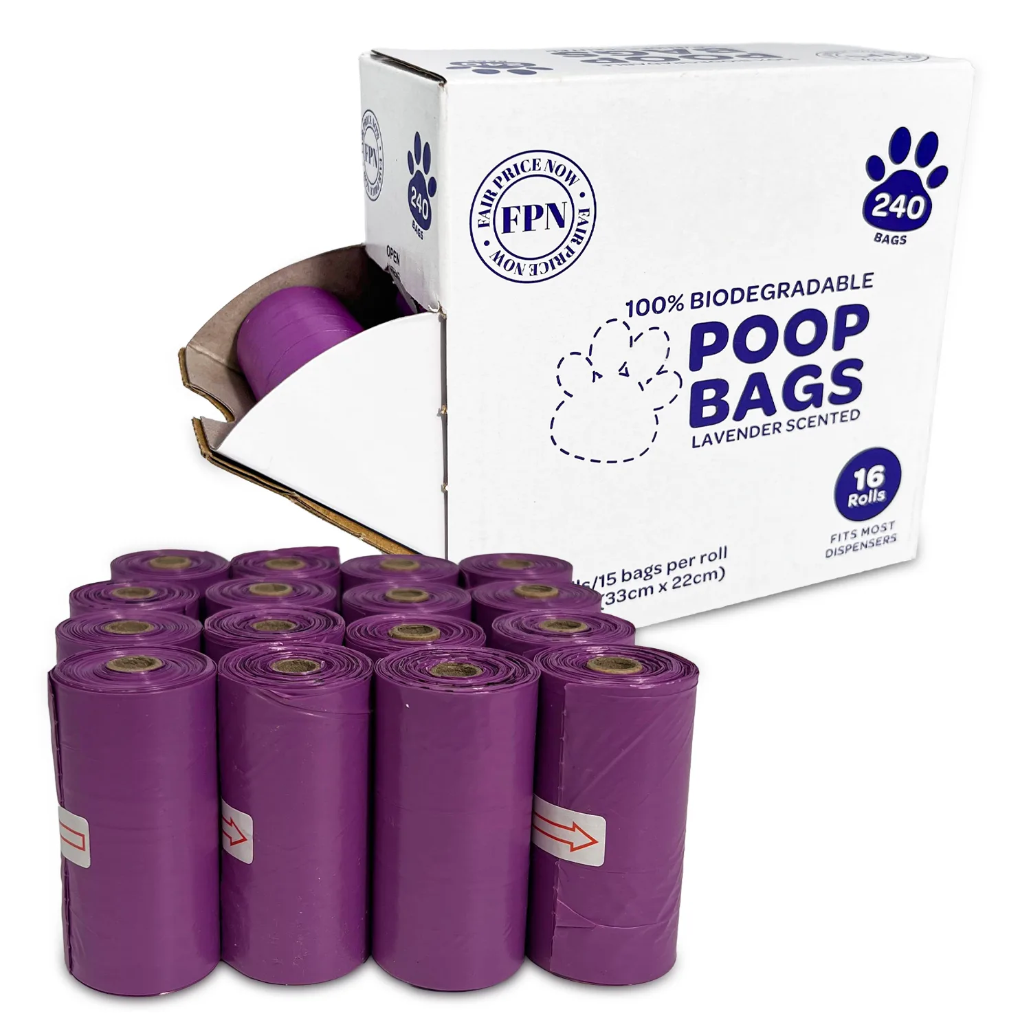 Dog & Cat Poop Bags Lavender Scented – 240 Count (Biodegradable, Leak-Proof, Odor-Control Waste Bags for Dogs, Fits All Dispensers)