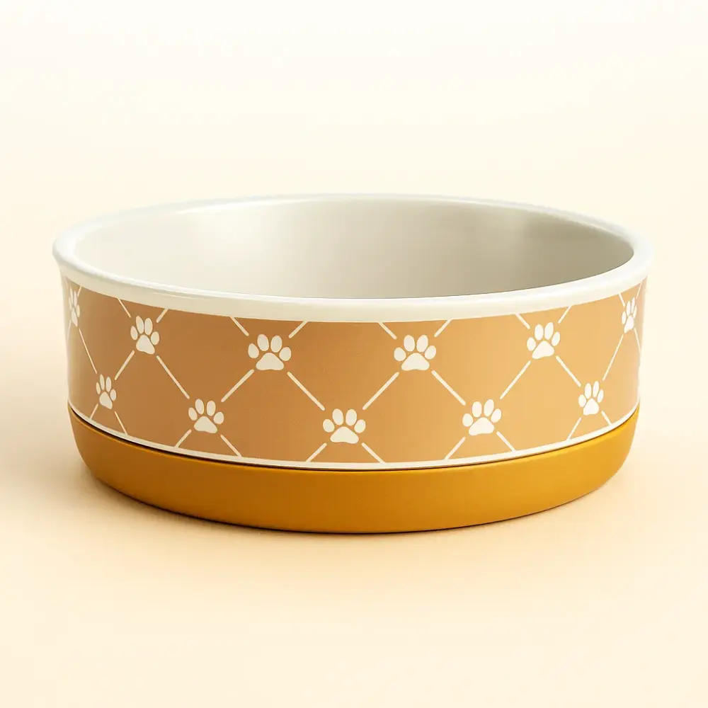 Durable Small Pet Bowl Trellis Paw Taupe Small