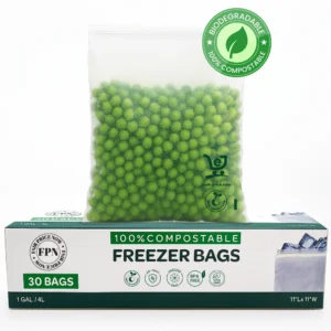 Freezer Bags 100% Compostable – Leak-Proof, BPA-Free & Freezer Safe