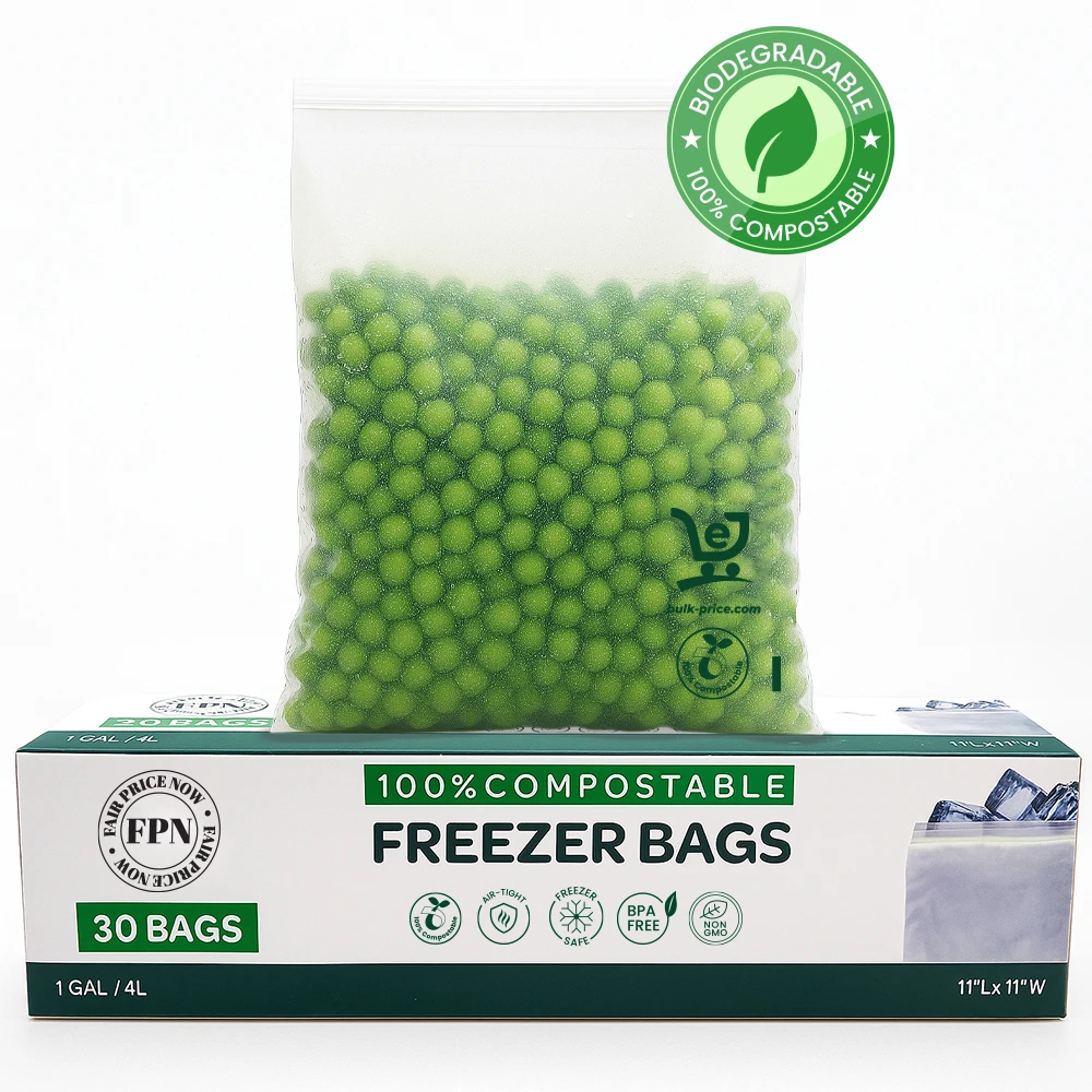 Freezer Bags 100% Compostable – Leak-Proof, BPA-Free & Freezer Safe