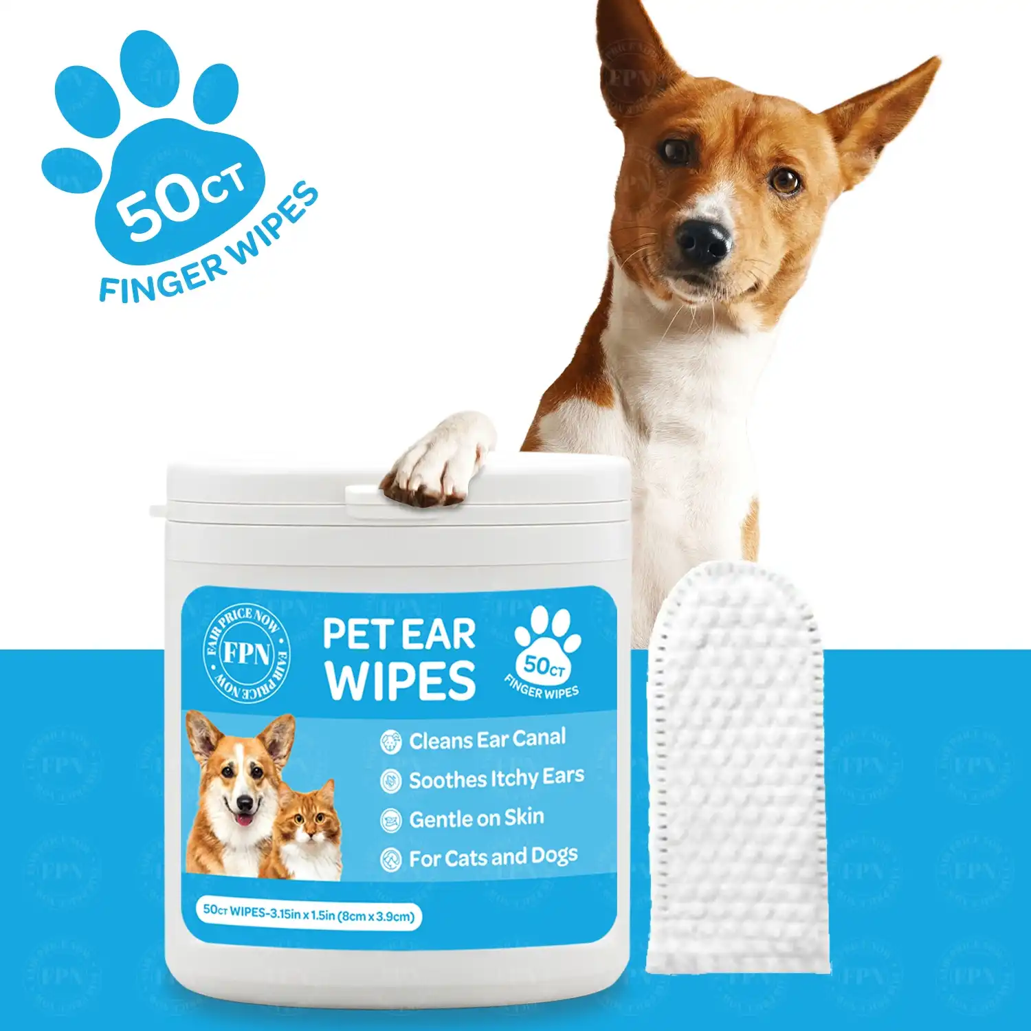 Pet Ear Wipes – Gentle Finger Wipes for Dogs & Cats (50CT)