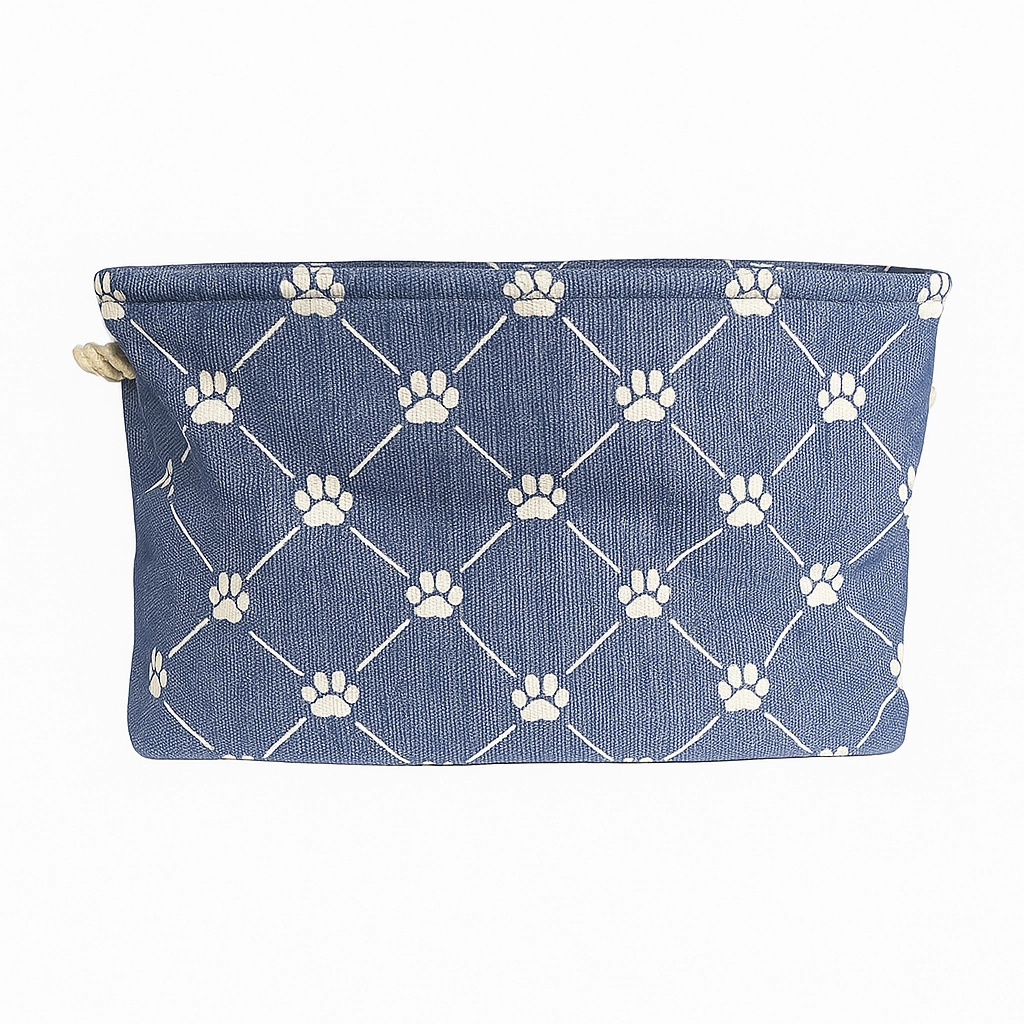 POLYESTER-PET-BIN-TRELLIS-PAW-STONEWASH-BLUE-RECTANGLE-SMALL