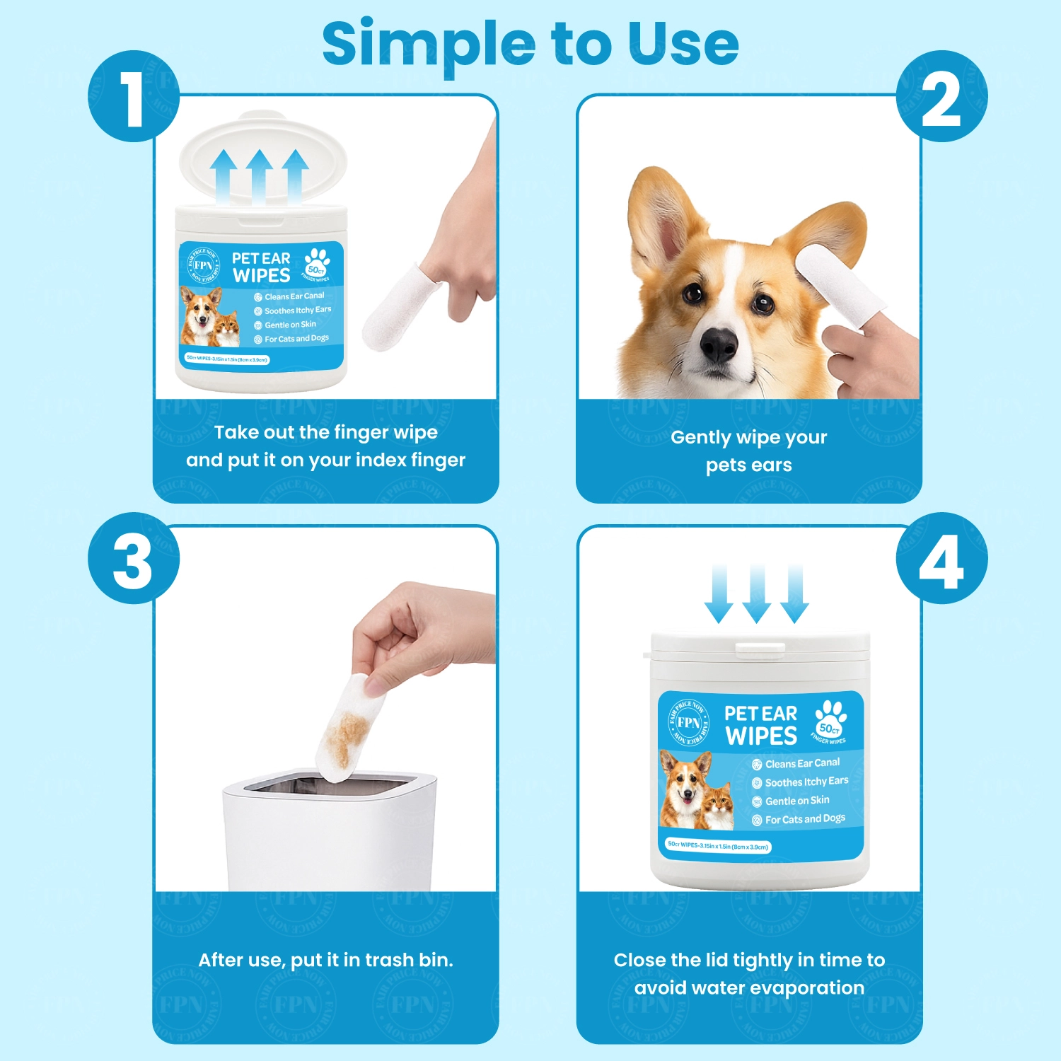 Simple to Use - Pet Ear Wipes