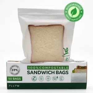 Sandwich Bags 100% Compostable – Zip-Lock Freshness, BPA-Free & Leak-Proof