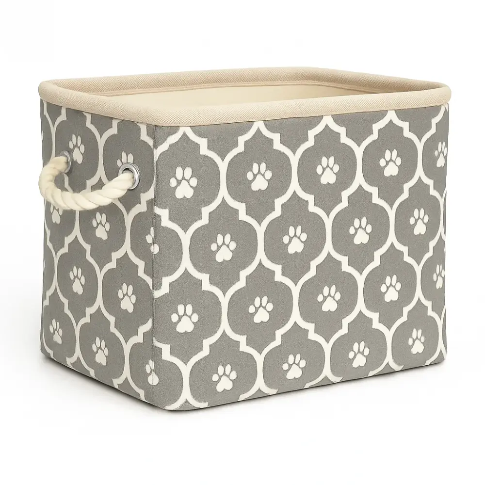 Small Gray Polyester PET Bin Lattice Paw – Rectangle Shape