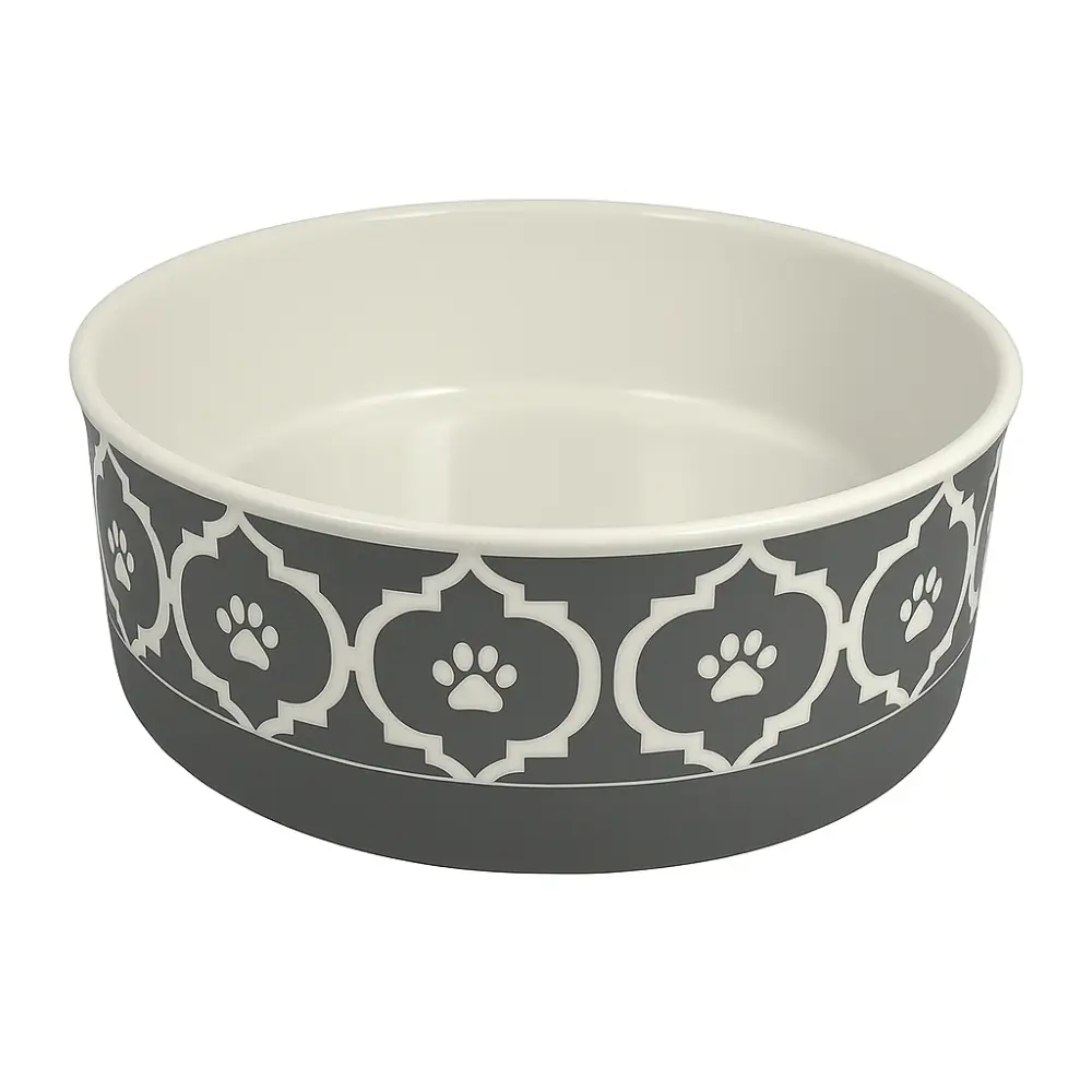 Stylish Large Pet Bowl in Lattice Gray Ideal for Food or Water