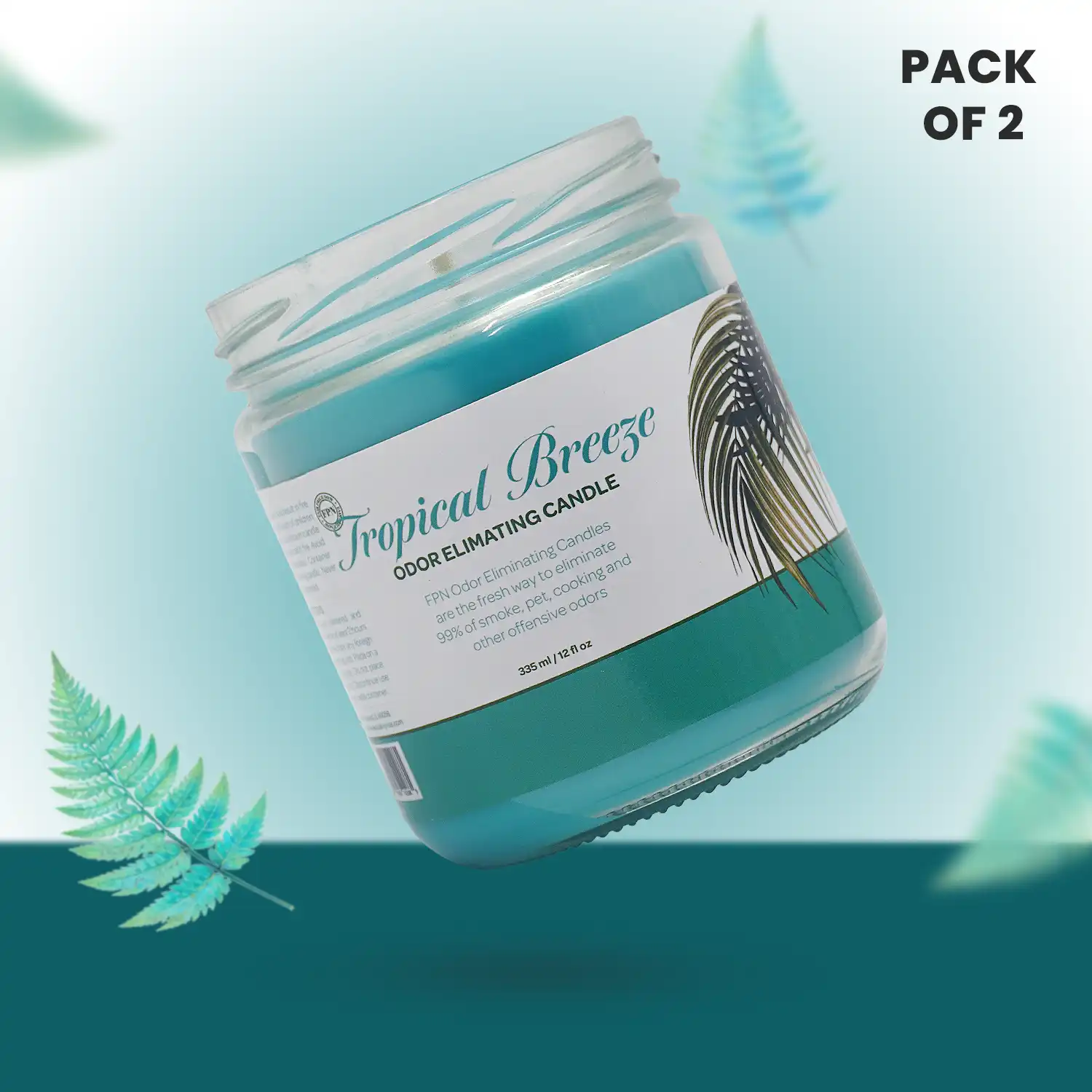 Tropical Breeze Odor-Eliminating Candle – Perfect for Kitchens, Rentals & Open Spaces - Pack of 2