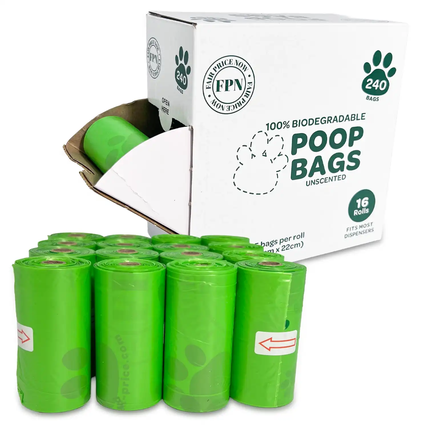 Dog & Cat Poop Bags Unscented – 240 Count (100% Biodegradable, Leak-Proof, Easy-Tear Waste Bags for Dogs, Fits All Dispensers)