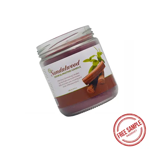 Sandalwood odor eliminating candle in glass jar